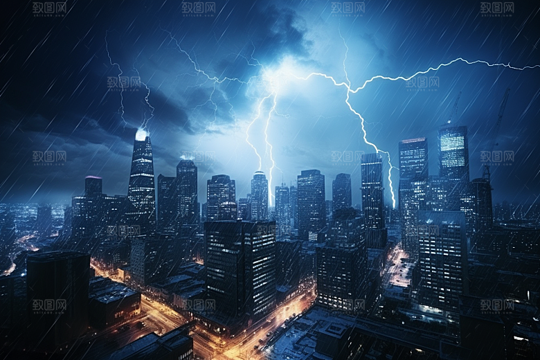 暴雨闪电电闪雷鸣雷雨摄影图