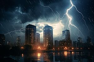 暴雨闪电自然现象高清摄影图