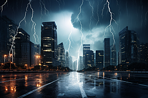 暴雨闪电自然灾害自然现象摄影图