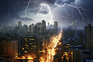 暴雨闪电恶劣天气自然灾害摄影图