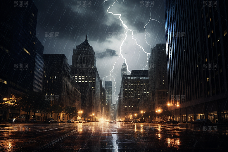 暴雨闪电自然灾害恶劣天气摄影图