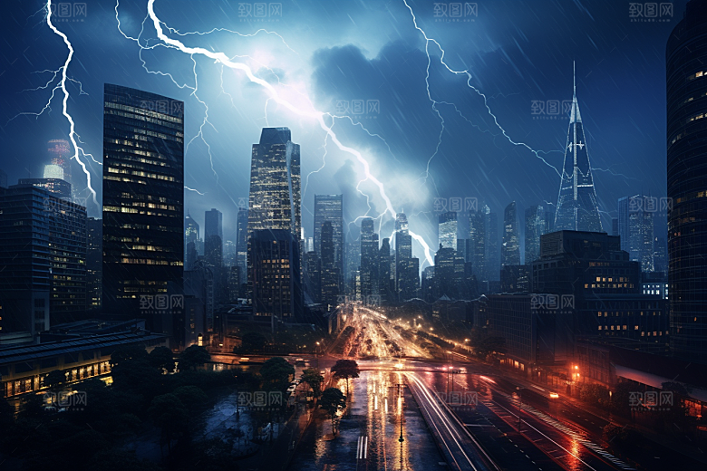 暴雨闪电高清自然现象摄影图
