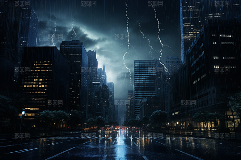 暴雨闪电自然现象雷雨摄影图