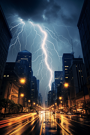 暴雨闪电自然灾害高清摄影图