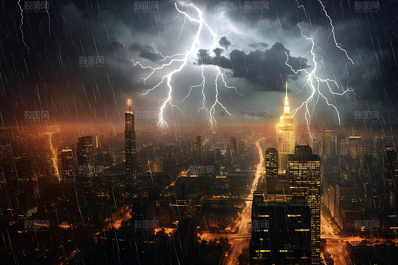 暴雨闪电电闪雷鸣雷暴摄影图