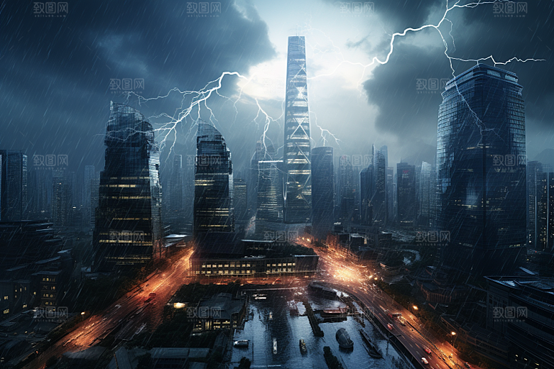 暴雨闪电雷雨雷暴摄影图