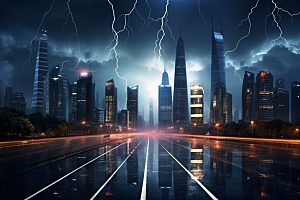 暴雨闪电雷雨自然现象摄影图