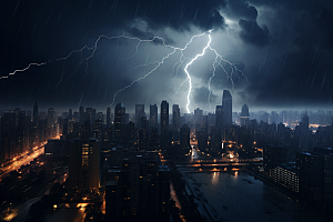 暴雨闪电自然灾害雷雨摄影图