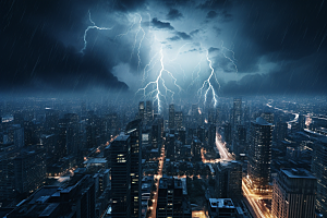 暴雨闪电高清自然灾害摄影图