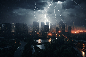 暴雨闪电恶劣天气雷暴摄影图