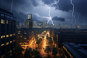 暴雨闪电气象极端天气摄影图