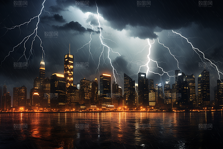 暴雨闪电雷雨雷暴摄影图
