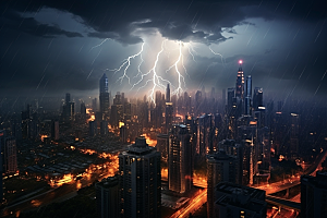 暴雨闪电自然灾害高清摄影图