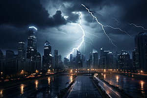 暴雨闪电雷暴气象摄影图