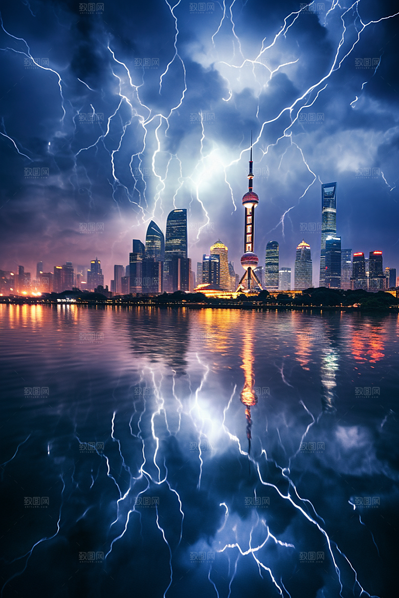 暴雨闪电高清自然现象摄影图