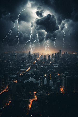 暴雨闪电高清自然现象摄影图