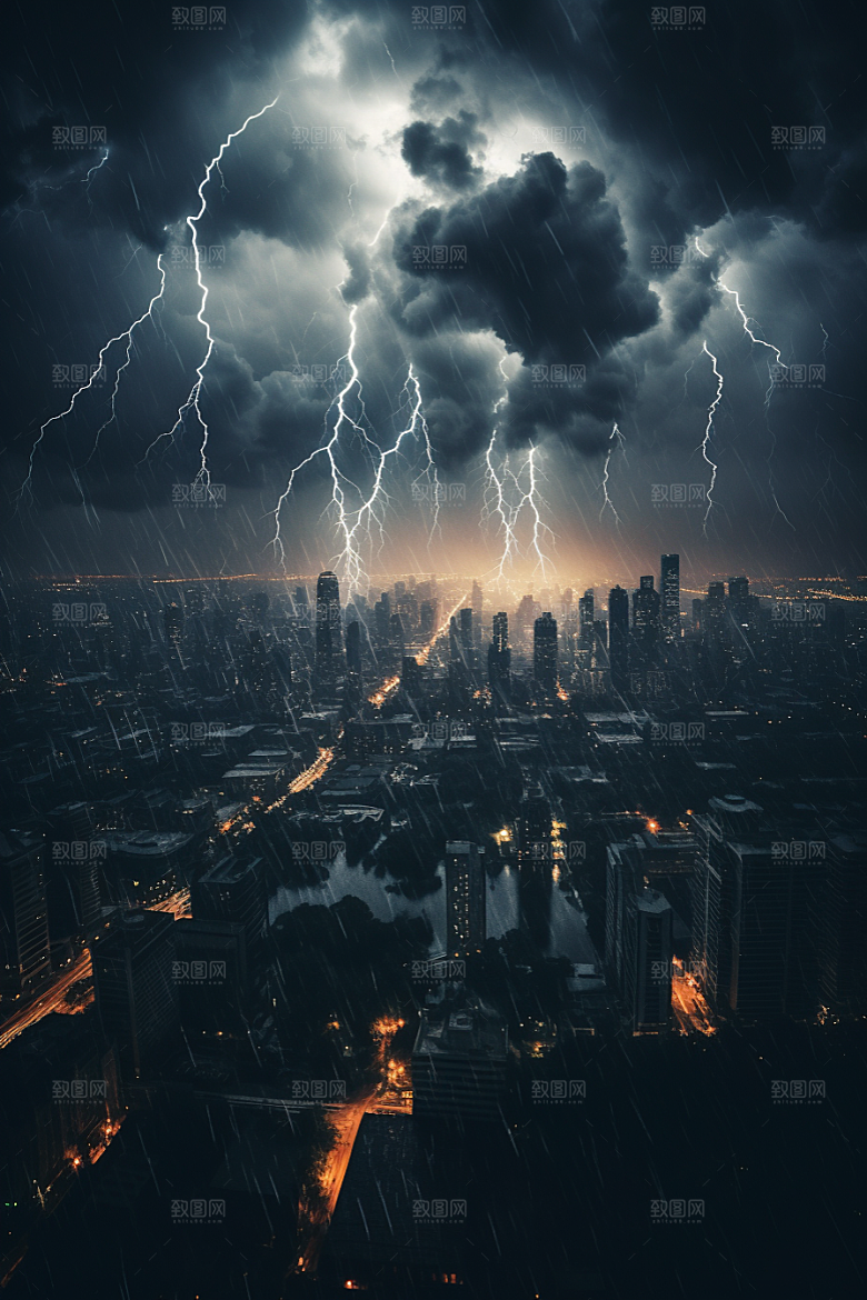暴雨闪电高清自然现象摄影图