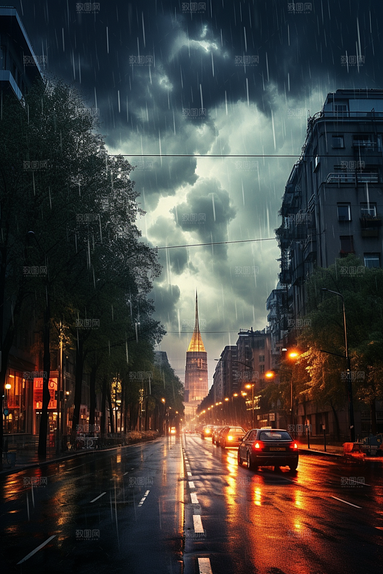 暴雨闪电自然灾害雷暴摄影图