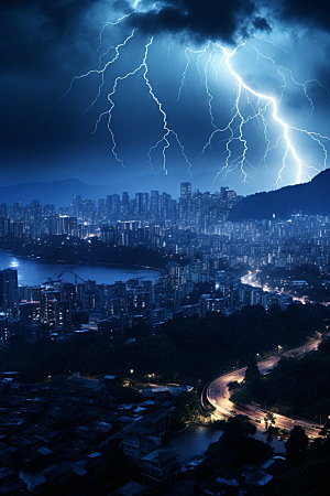 暴雨闪电雷雨雷暴摄影图