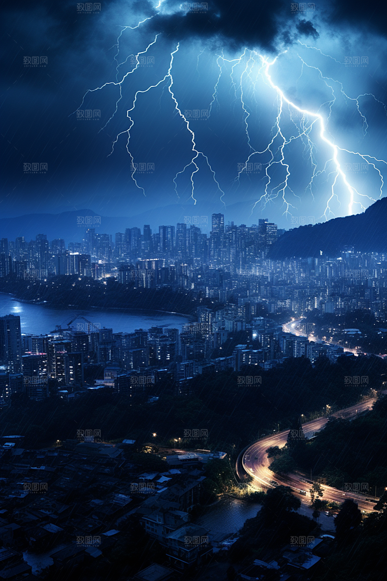 暴雨闪电雷雨雷暴摄影图
