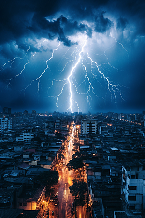 暴雨闪电自然灾害高清摄影图