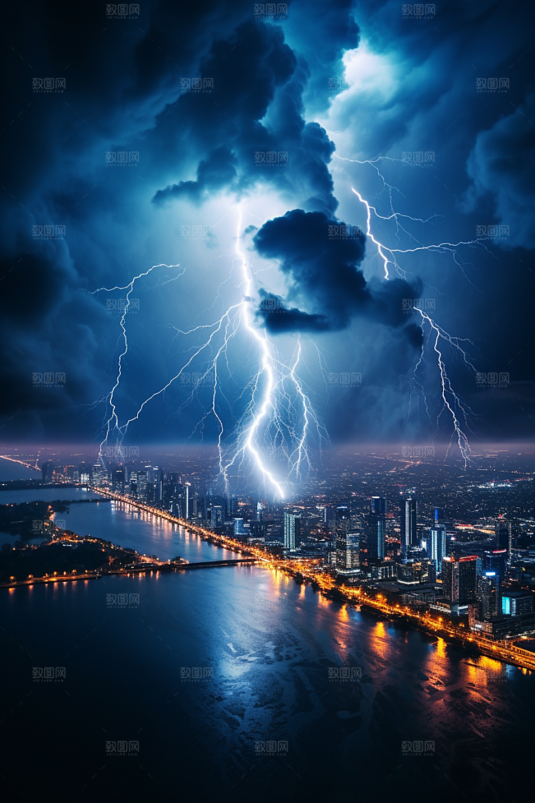 暴雨闪电电闪雷鸣雷雨摄影图