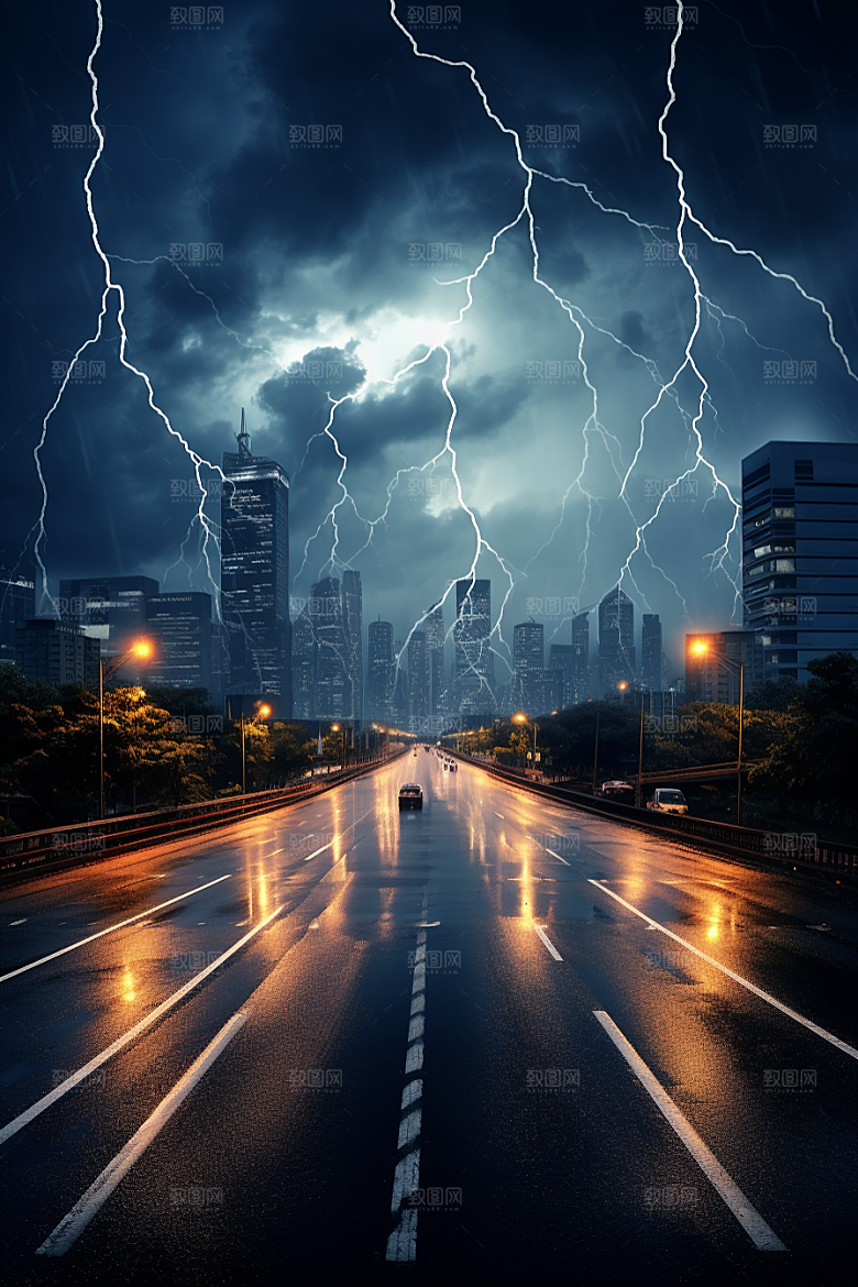 暴雨闪电雷雨雷暴摄影图