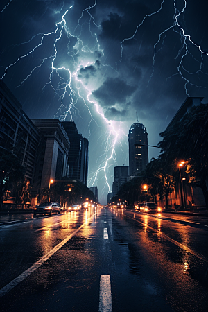 暴雨闪电电闪雷鸣高清摄影图