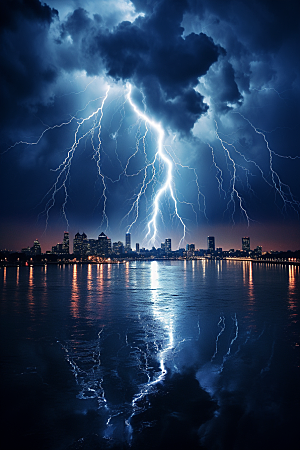 暴雨闪电高清恶劣天气摄影图