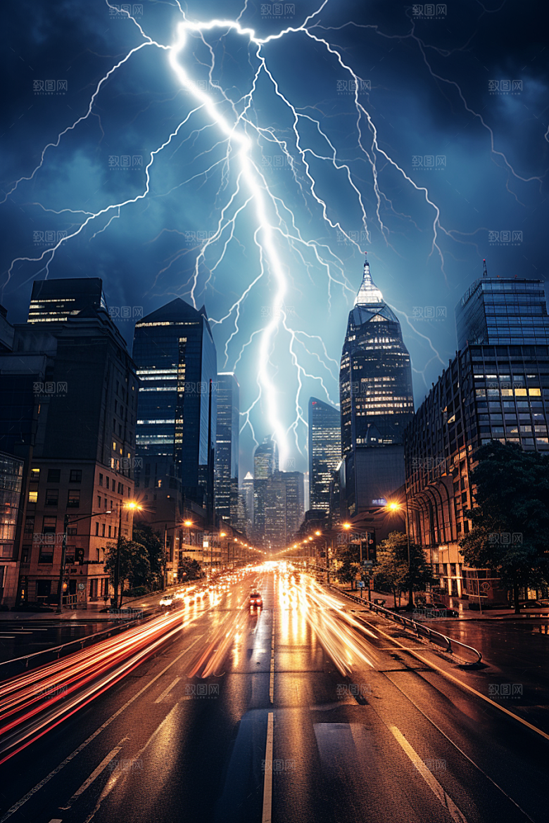 暴雨闪电雷雨高清摄影图