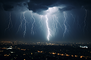 暴雨闪电自然灾害雷暴摄影图