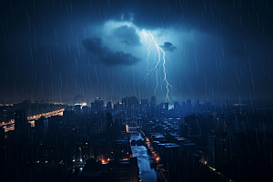 暴雨闪电自然现象自然灾害摄影图