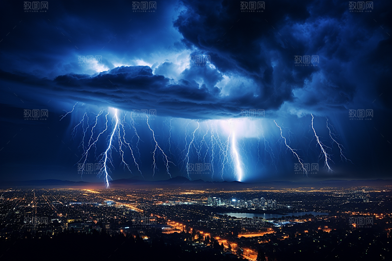 暴雨闪电雷雨电闪雷鸣摄影图