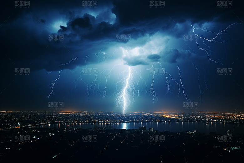 暴雨闪电雷雨雷暴摄影图