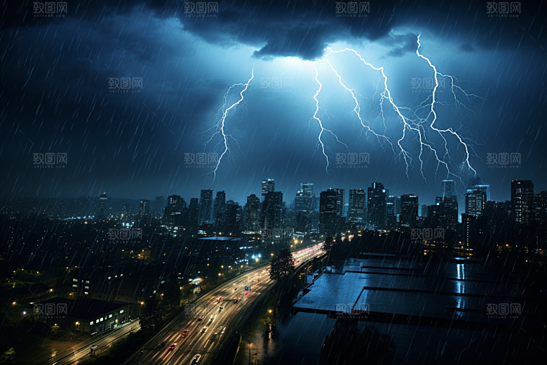 暴雨闪电自然灾害高清摄影图