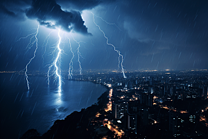 暴雨闪电高清气象摄影图