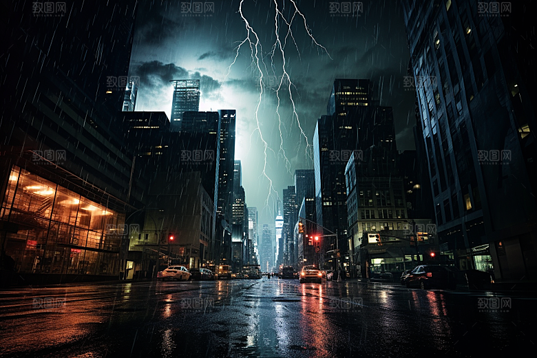 暴雨闪电自然灾害高清摄影图
