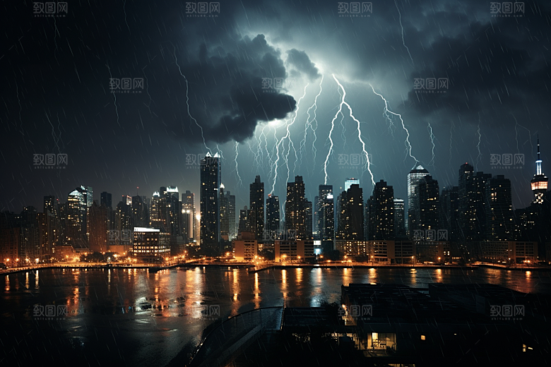 暴雨闪电高清自然现象摄影图