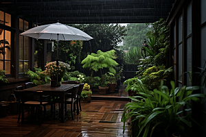 暴雨室外下雨摄影图