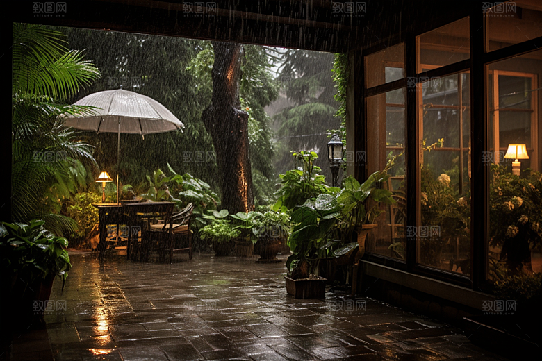 暴雨下雨环境摄影图