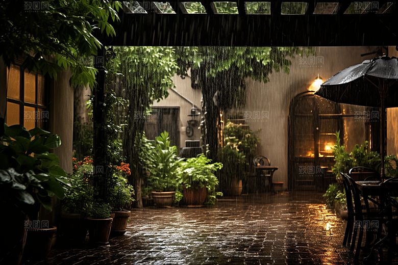 暴雨雨夜大雨摄影图