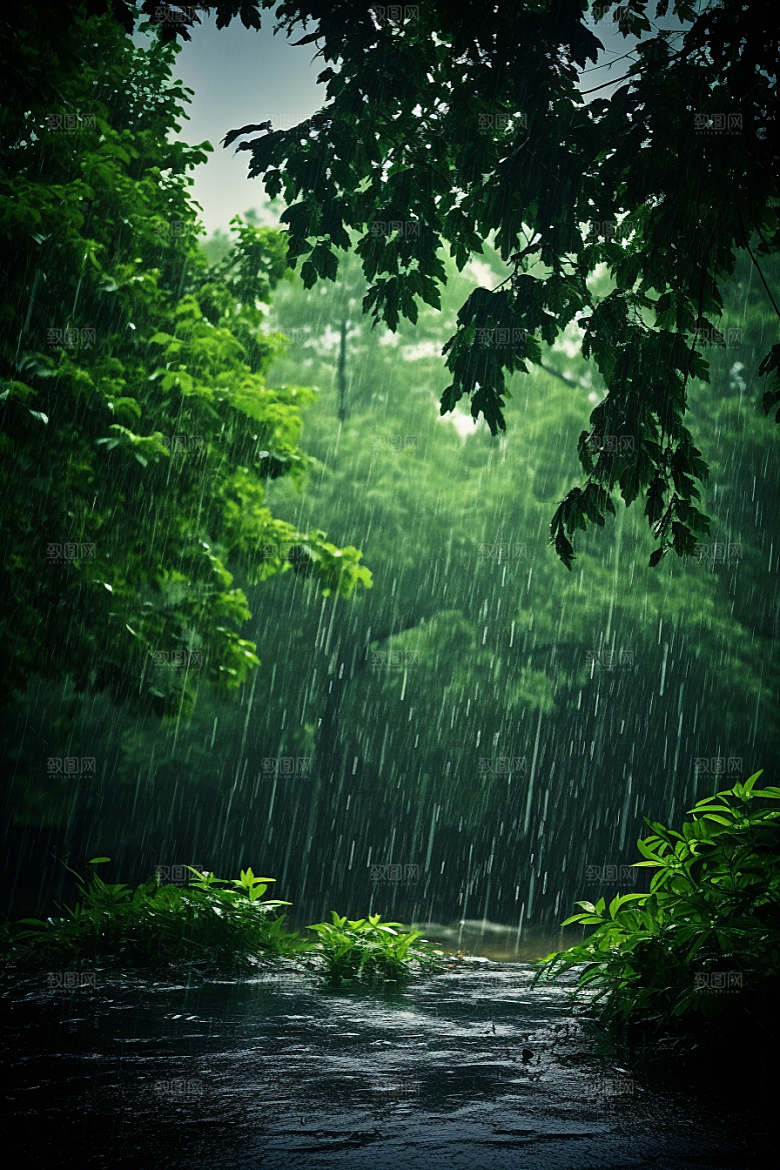 暴雨自然下雨摄影图