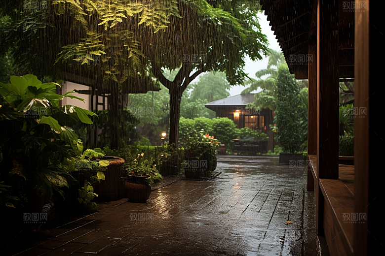 暴雨雨夜高清摄影图
