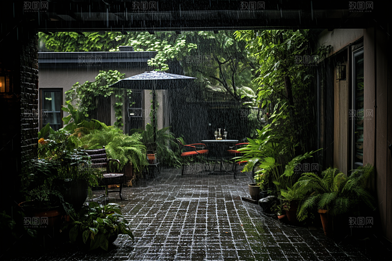 暴雨雨夜雨天摄影图