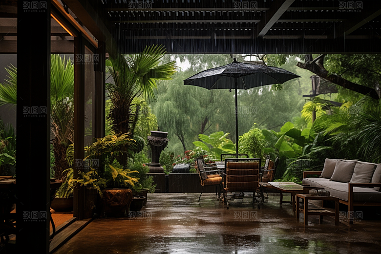 暴雨户外大雨摄影图