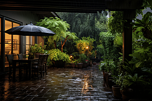 暴雨安静下雨摄影图