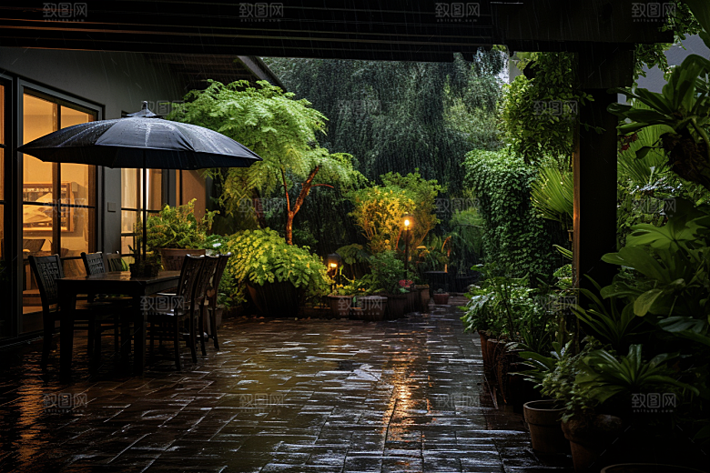 暴雨安静下雨摄影图