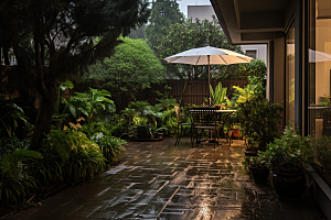 暴雨安静室外摄影图