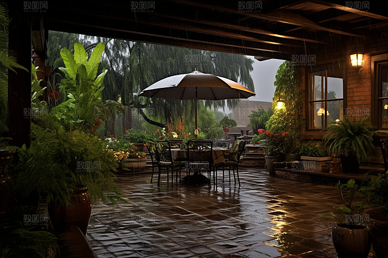 暴雨安静下雨摄影图