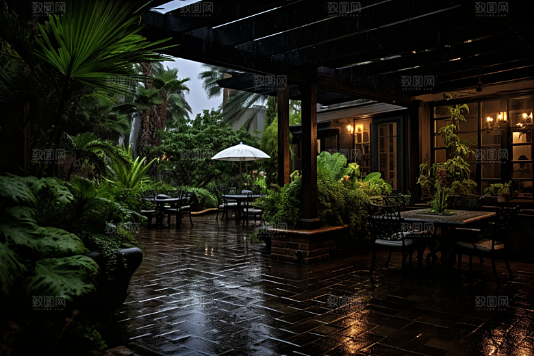 暴雨雨夜下雨摄影图